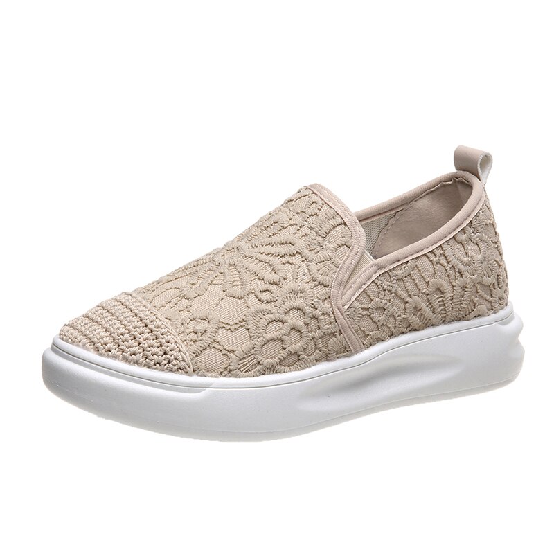 Tennis d&#39;été à plateforme pour femmes, chaussures d&#39;athlétisme, de Fitness, noires, beiges, en maille,: Beige / 6