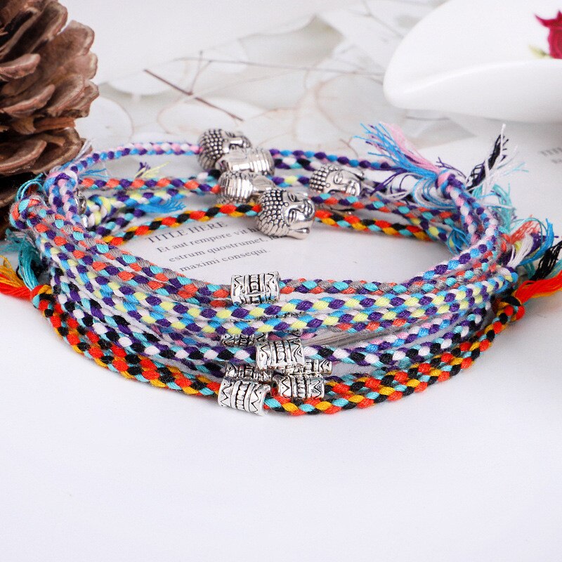 Etnische Tibetaanse Boeddhistische Lucky Geweven Amulet Tibet Koord Armbanden & Armbanden Voor Vrouwen Mannen Handgemaakte Touw Boeddha Armband Multicolor