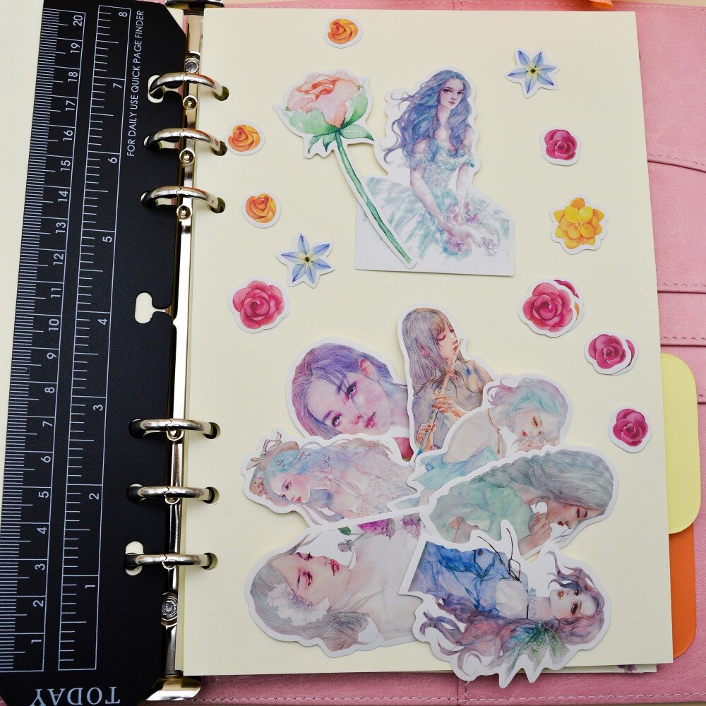 10 stuks kawaii aquarel stijl mooie meisjes sticker zelfgemaakte bloemen papier s/