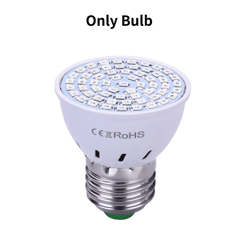 Phytolamp para plantas e27 led cresce a luz phytolamp espectro completo phyto lâmpada para plantas horticultura para semeadura flores: Only bulb / 60 leds