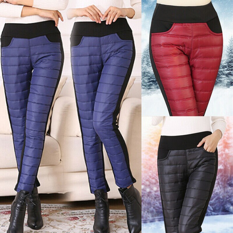 Frauen Hosen Winter Hohe Taille Slim Warme Dicke Ente Unten Legging Hosen Dünne Outdoor YS-BUY