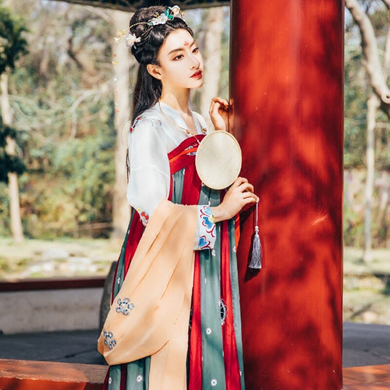 traje Hanfu Dinastía Tang vestido femenino antiguo chino danza folclórica tradicional ropa de etapa mujeres Hanfu DQL1683