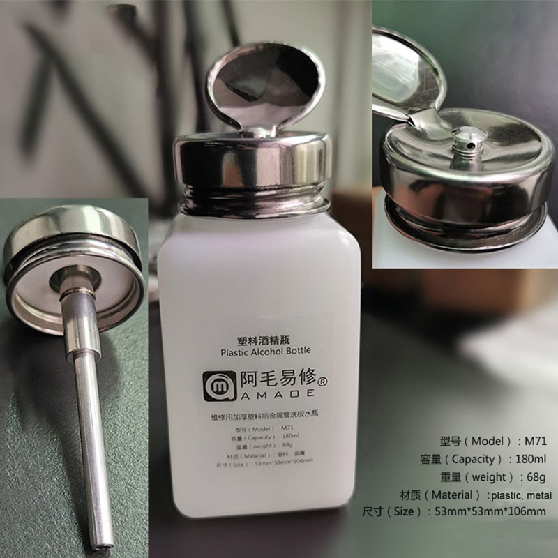 180ML Glass/Plastic Alcohol Bottle Washboard Water Bottle Antistatic Metal Core Cleaning Tool For Mobile Phone Repair