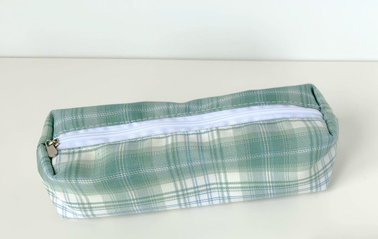 Portamonete Vintage giapponese semplice Mini Plaid retrò Plaid carino Mini custodia per ragazze borsa per donna Mini astuccio a contrasto: Green Plaid 2