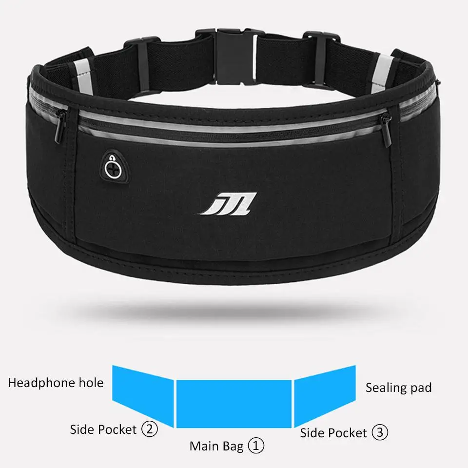 Tragbare Sport-Hüfttasche, professionelle Laufsport-Gürteltasche für Herren und Damen, multifunktionale Outdoor-Taschen mit reflektierendem Reißverschluss