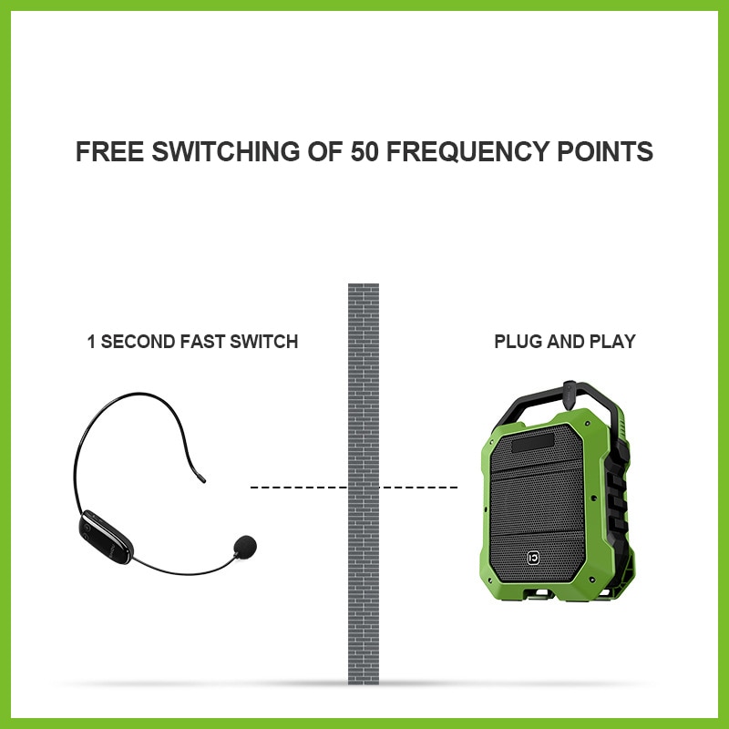 UHF Wireless Wearable Microphone With Receiver For Megaphone Voice Amplifier 80m Room Bus Speakers Device