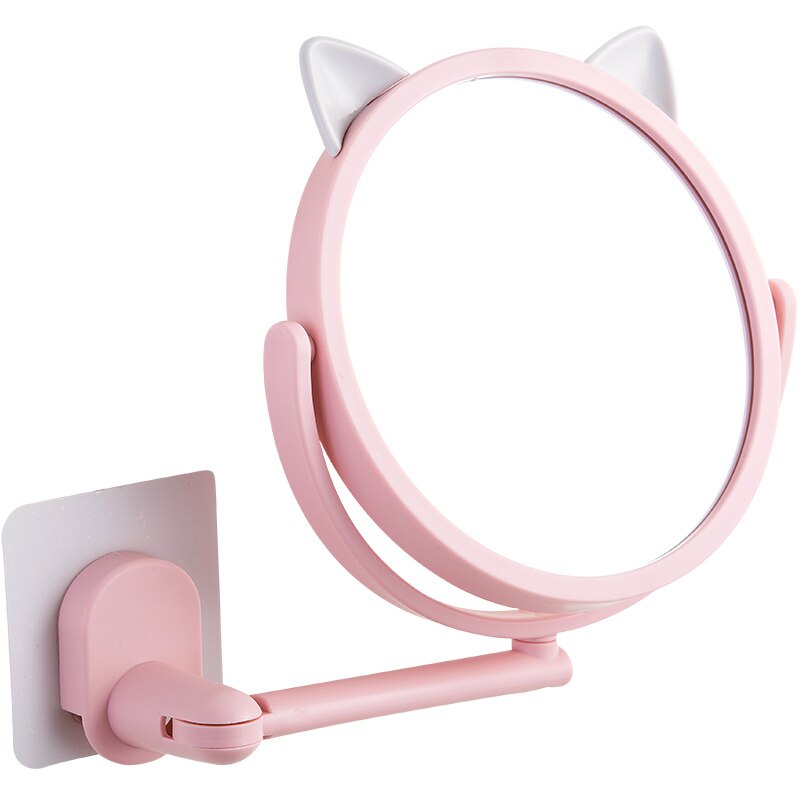 Free punching wall hanging small mirror bathroom wall makeup mirror home bathroom wall self-adhesive WF1021305