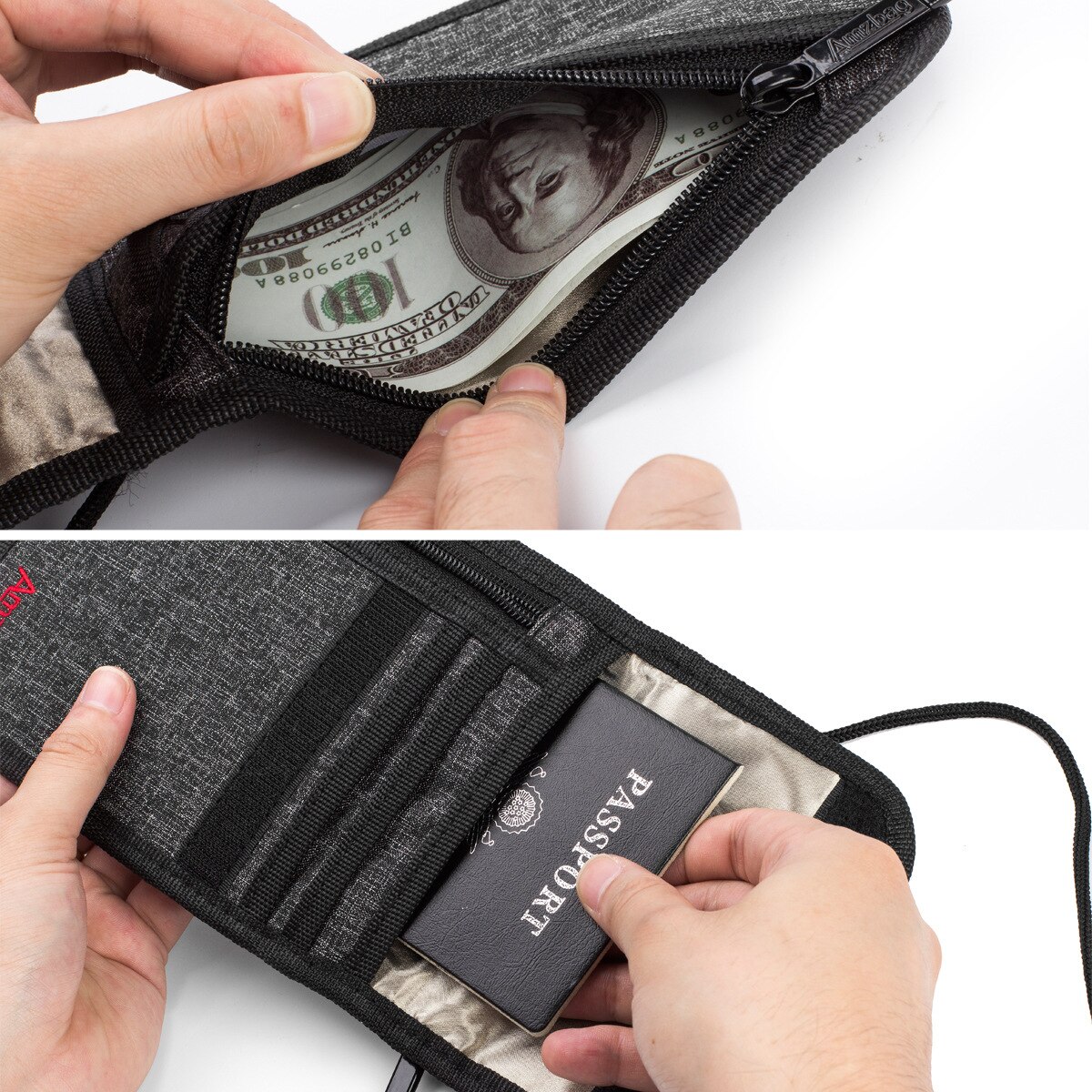 Certificado de viagem bolsa cordão passaporte saco de armazenamento do telefone móvel pendurado pescoço bolsa de moeda anti-roubo oxford pano saco de cartão