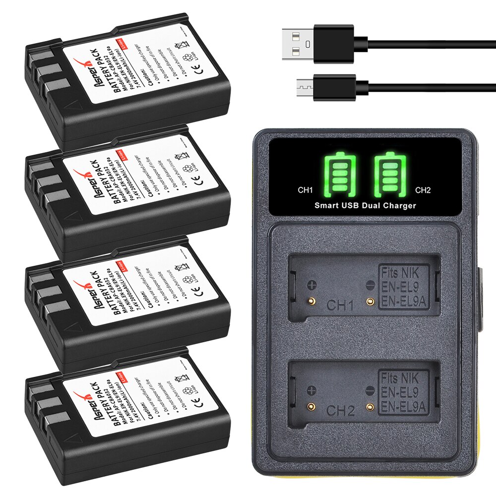 4 Stuks 2000Mah EN-EL9 En EL9 EL9A EN-EL9a Batteri... – Grandado