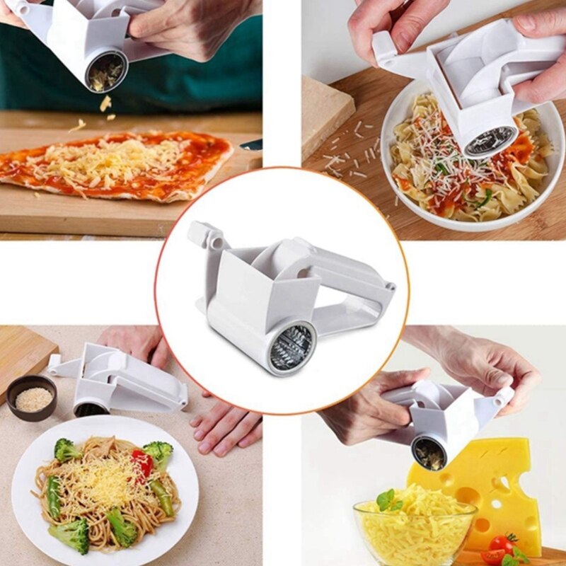 Rotary Cheese Graters, Manual Handheld Cheese Cutter with Stainless Steel Drum