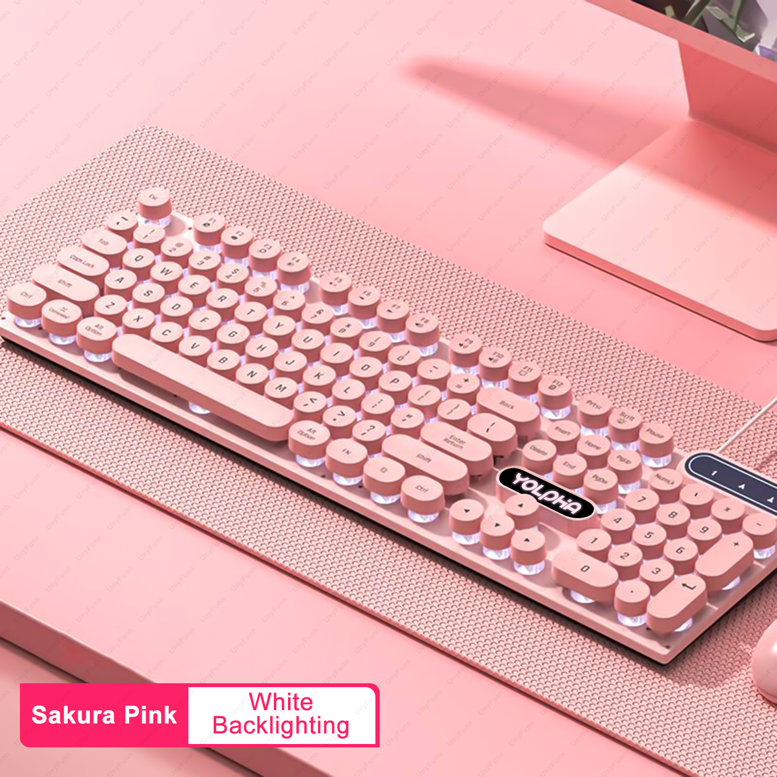 104 toetsen Mechanisch gamingtoetsenbord USB Bedraad RGB-achtergrondverlichting Ademhalingslicht Ergonomisch toetsenbord voor pc Computer Laptop Gamers Kantoor: Roze