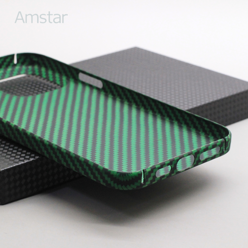 Custodia per telefono Amstar smeraldo in pura fibra di carbonio per iPhone 13 Pro Max 13 Pro Mini Cover per iPhone 13 in fibra di aramide antigoccia Ultra sottile