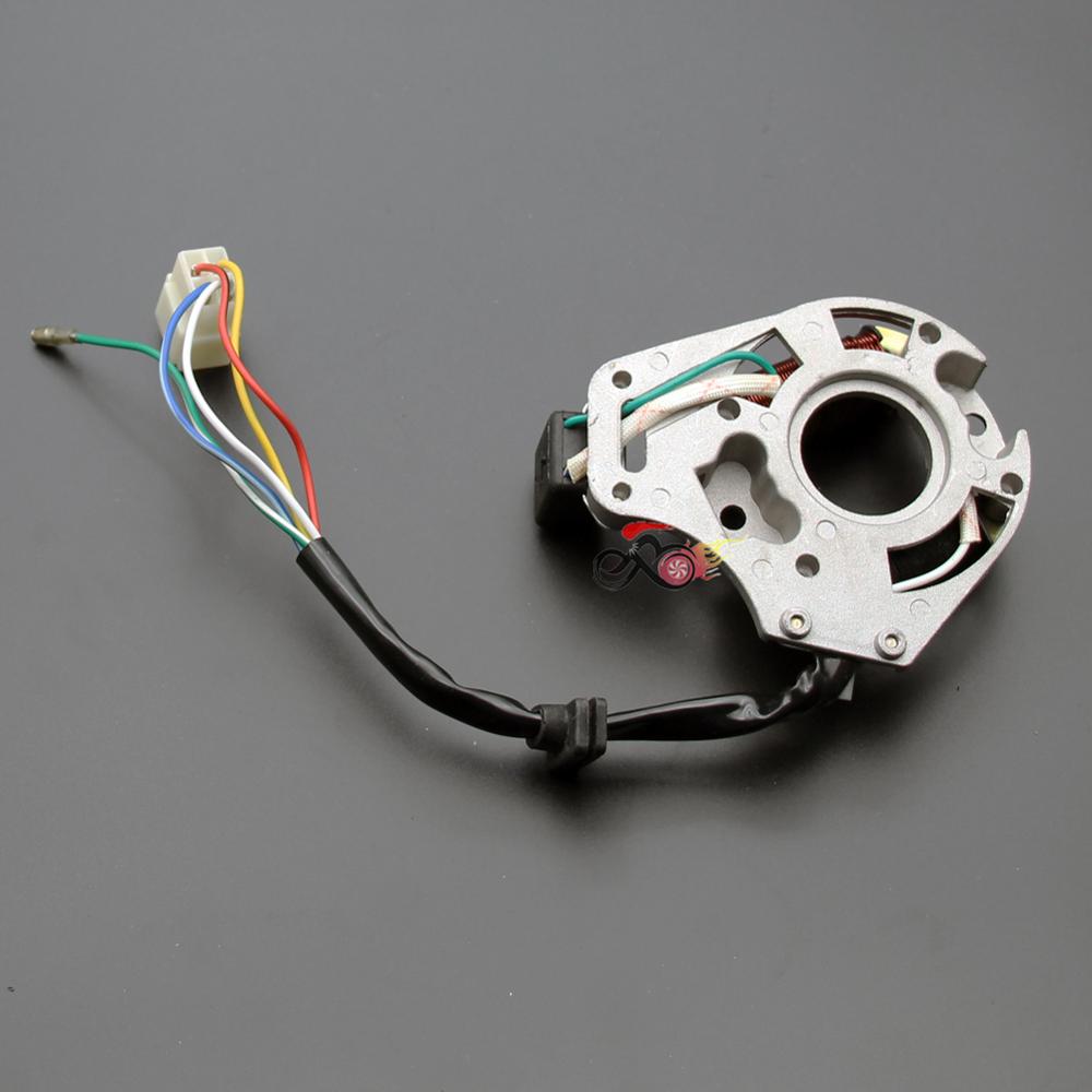 2 coil magneto stator för 50cc 70cc 90cc 110cc 125cc chinese atv dirt pit bike go kart buggy max e-moto