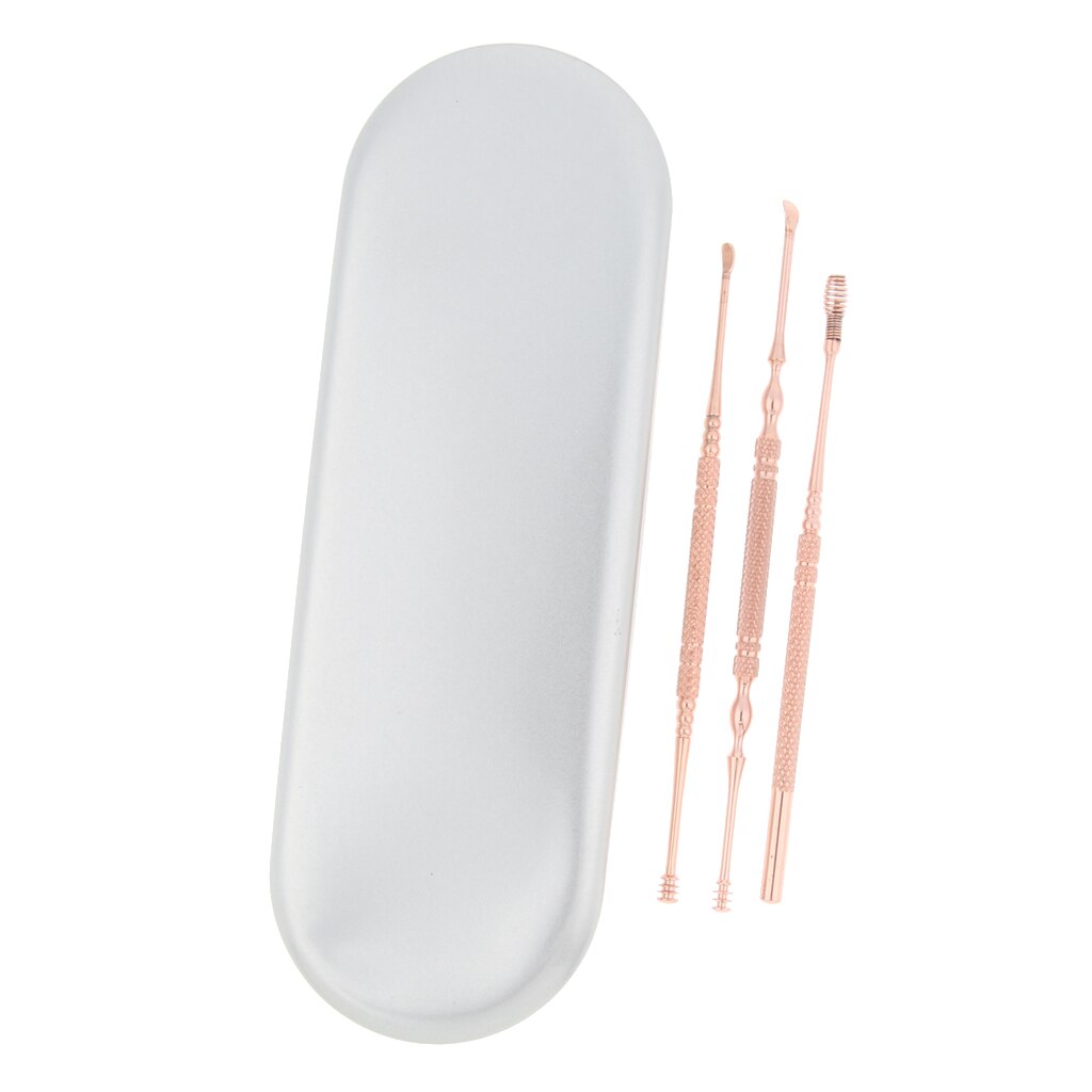 3 Stks/set Double-Ended Roestvrij Ear Wax Remover Lepel Earpick Oor Schoner Gereedschap Voor Vrouwen Mannen