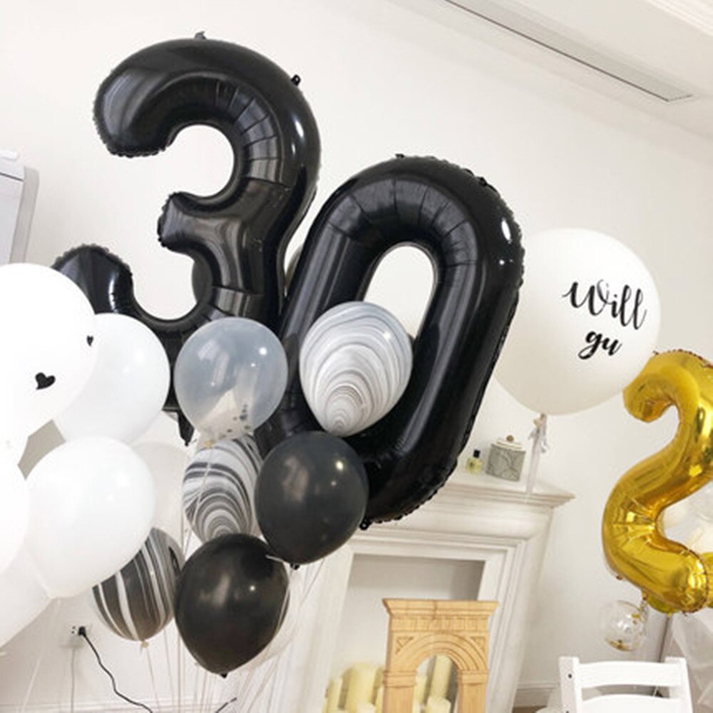 2pcs 32/40 inch Happy 30 Birthday Foil Balloons Red Pink Blue Silve Number 30th Years Old Party Decorations Anniversary Supplies