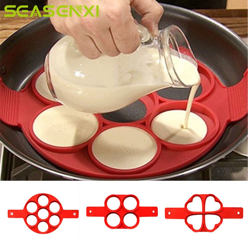 Silicone Nonstick Pancake Maker Mold Christmas Heart Egg Ring Mould Kitchen Frying Molds Cooking Tool Accessory Kids Breakfast