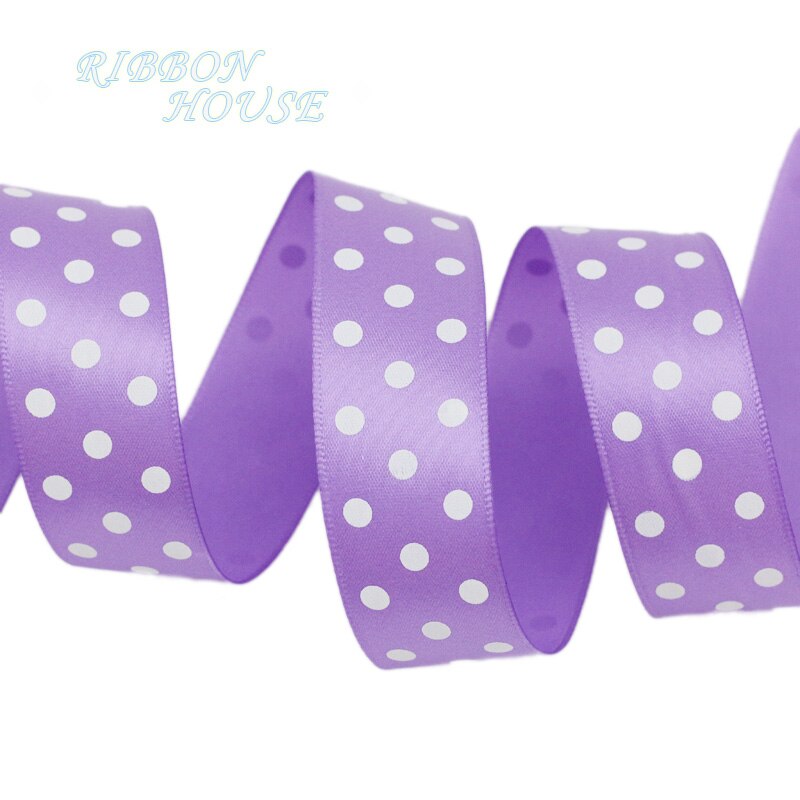 2Meters/Lot 25mm Polka Dot Printed Satin Ribbons DIY Crafts Handmade Material Party Box Decoration Ribbon: Light Purple