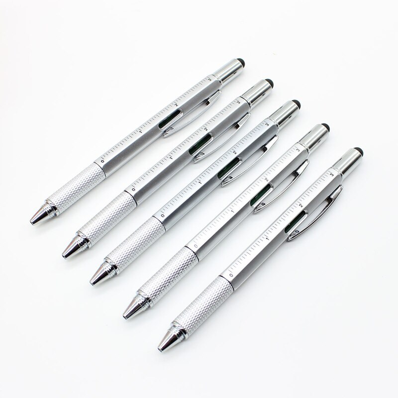 1,0mm multifuncional Spirit Level con destornillador bolígrafo de negocios o bolígrafo conmemorativo de la escuela: silver