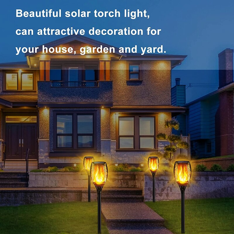 Solar Powered LED Torch Flickering Light 12/33LED Garden Decoration Lawn Lights Waterproof Yellow Blue Purple Lights