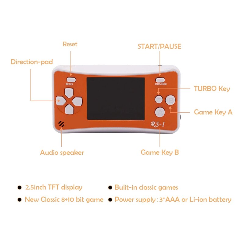 LCD da 2.5 pollici Portatile consolle di Gioco migliore Regalo per I Bambini di Natale Arancione