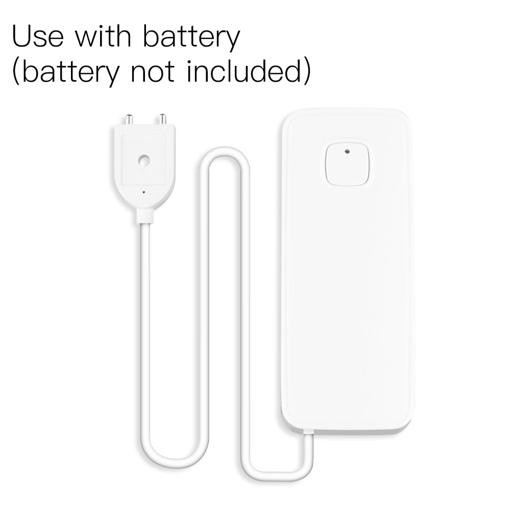 Wifi smart oversvømmelsessensor vandlækagedetektor oversvømmelsesalarm sikkerhedsalarmsystem tuya/smart life app fjernbetjening: Med batteri