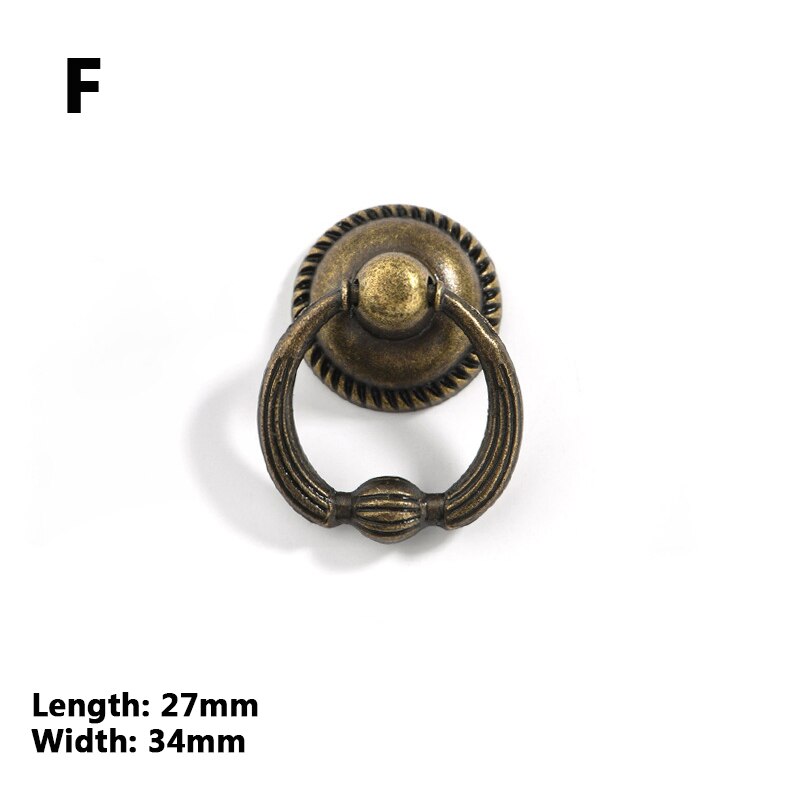 Tiradores de bronce de anillo Retro, armario de pomo de un solo orificio, perillas de muebles, tirador de cajón de tocador de armario: 6