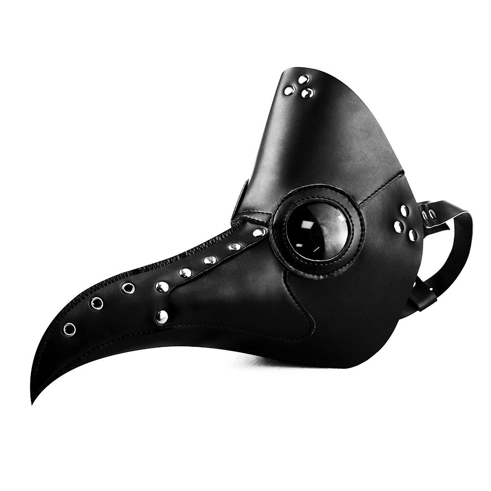 Hvid sort pest læge pu læder maske halloween fugl lang næse næb steampunk masker: Hg65006