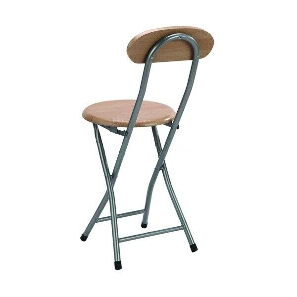 Starley Opvouwbare Metalen En Houten Stoel Met Rugleuning, 74X35X30 Cm Houten Kruk, Voor Keuken, Tuin, Woonkamer, Bar