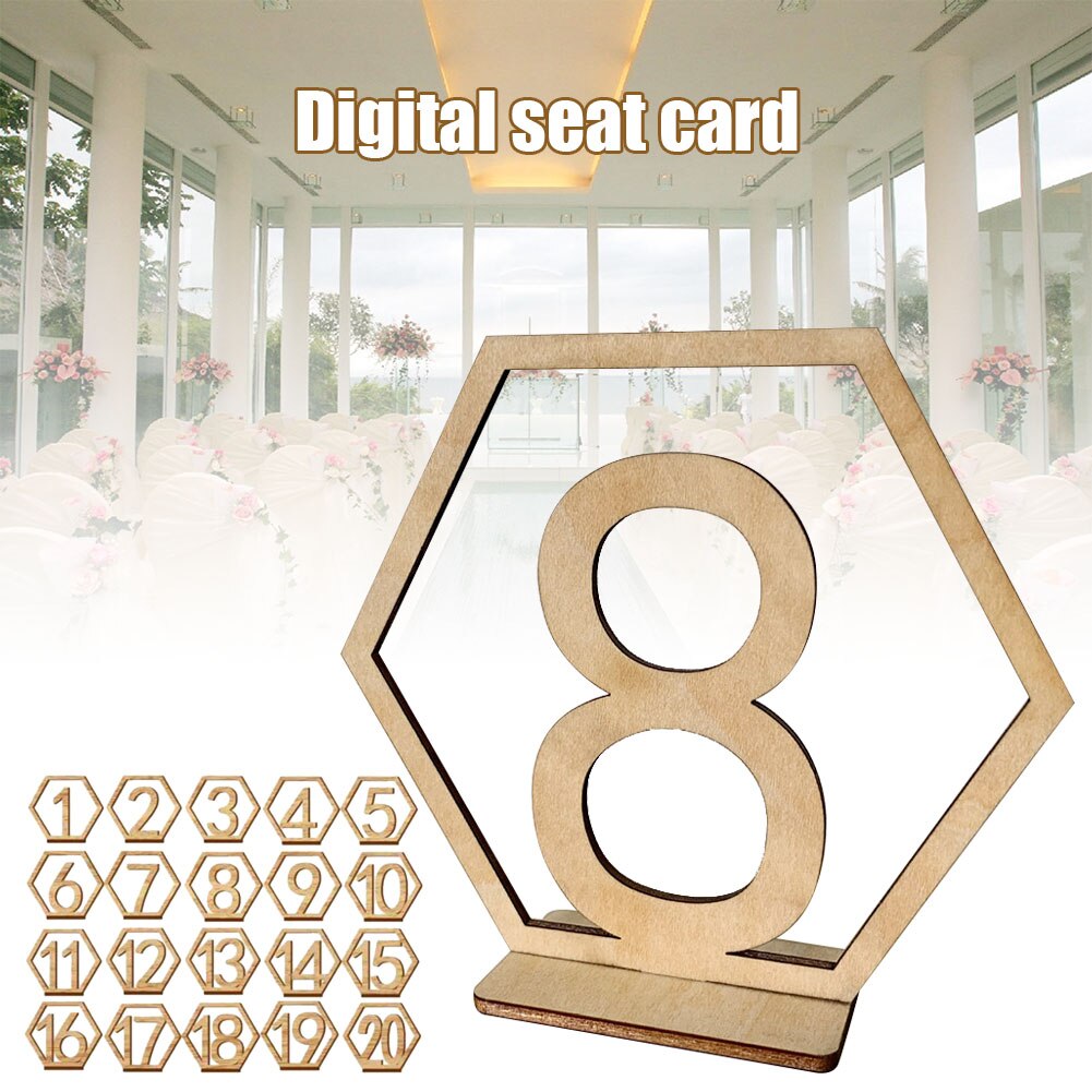 1-20 Numbers Wood Signs Wedding Hexagon Table Number Wooden Table Numbers Rustic Wedding Engagement Seat Numbers Sign H99F