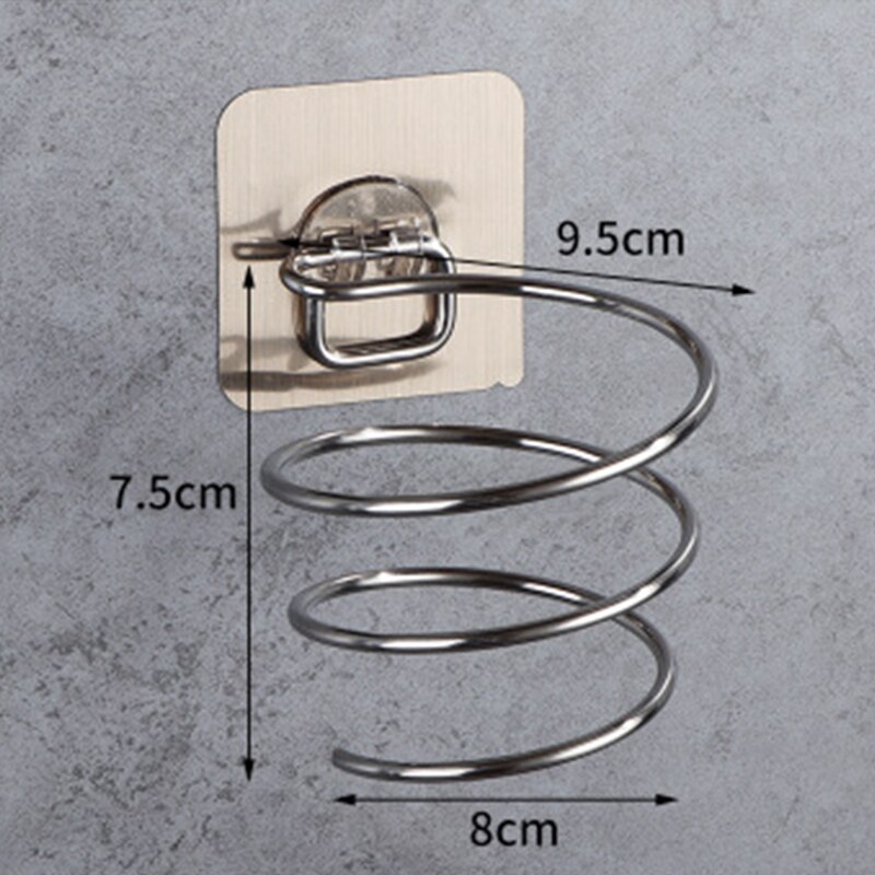 Soporte para secador de pelo en espiral autoadhesivo, sin clavos, estante para secador de pelo resistente para baño, organizador de soplador, estantes para secador de pelo montados en la pared
