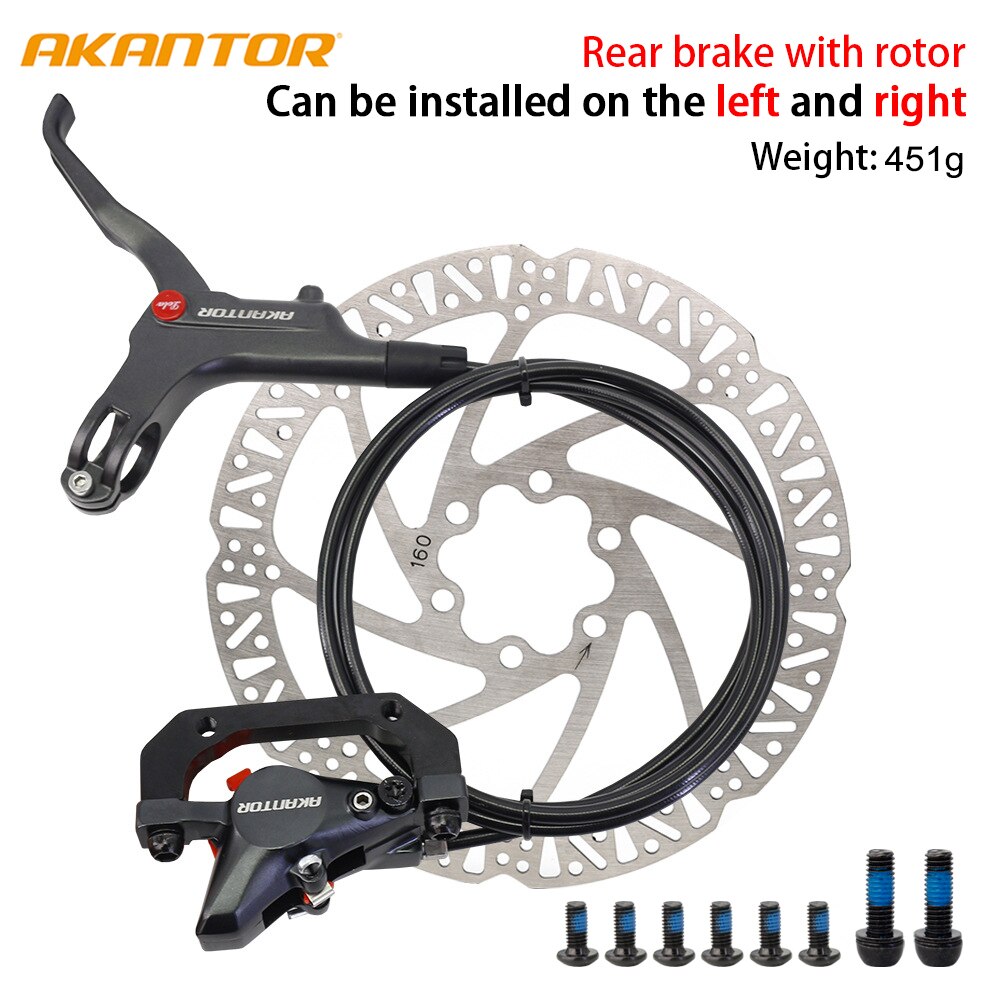 AKANTOR hydraulic mountain bike disc brake front 8000 / rear 1400mm bicycle brake ultralight bicycle parts brake kit: Rear Set