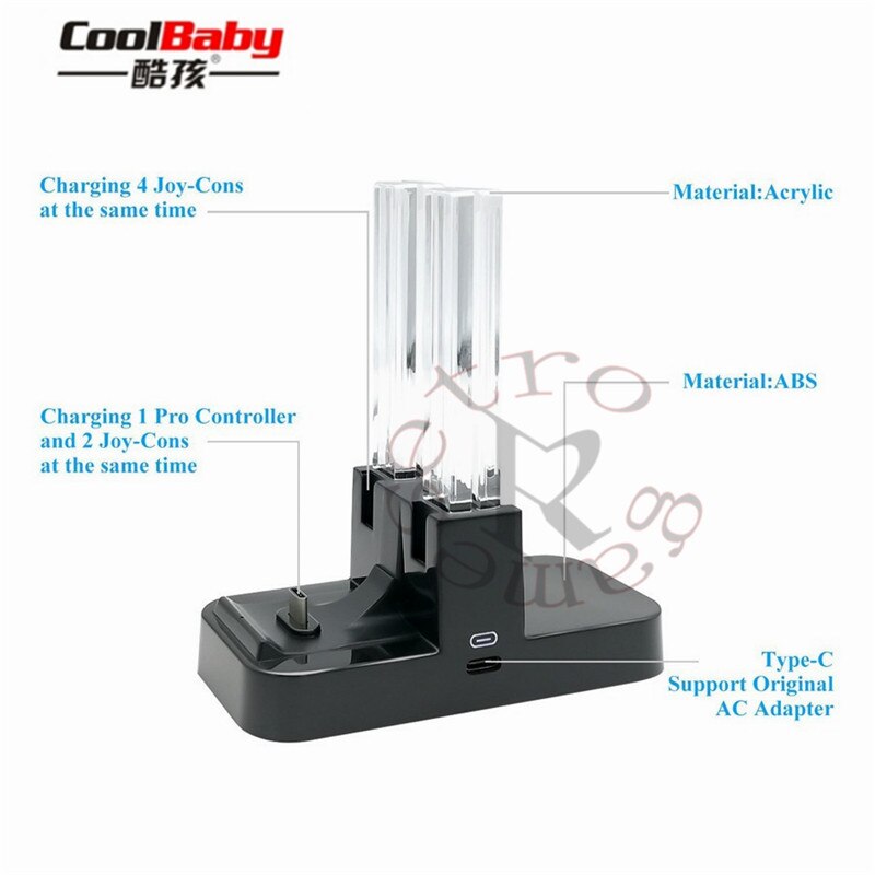 Joy-Con Charging Dock with 4 Charging Dock and LED Indication for Nintendo Switch Controller Charger