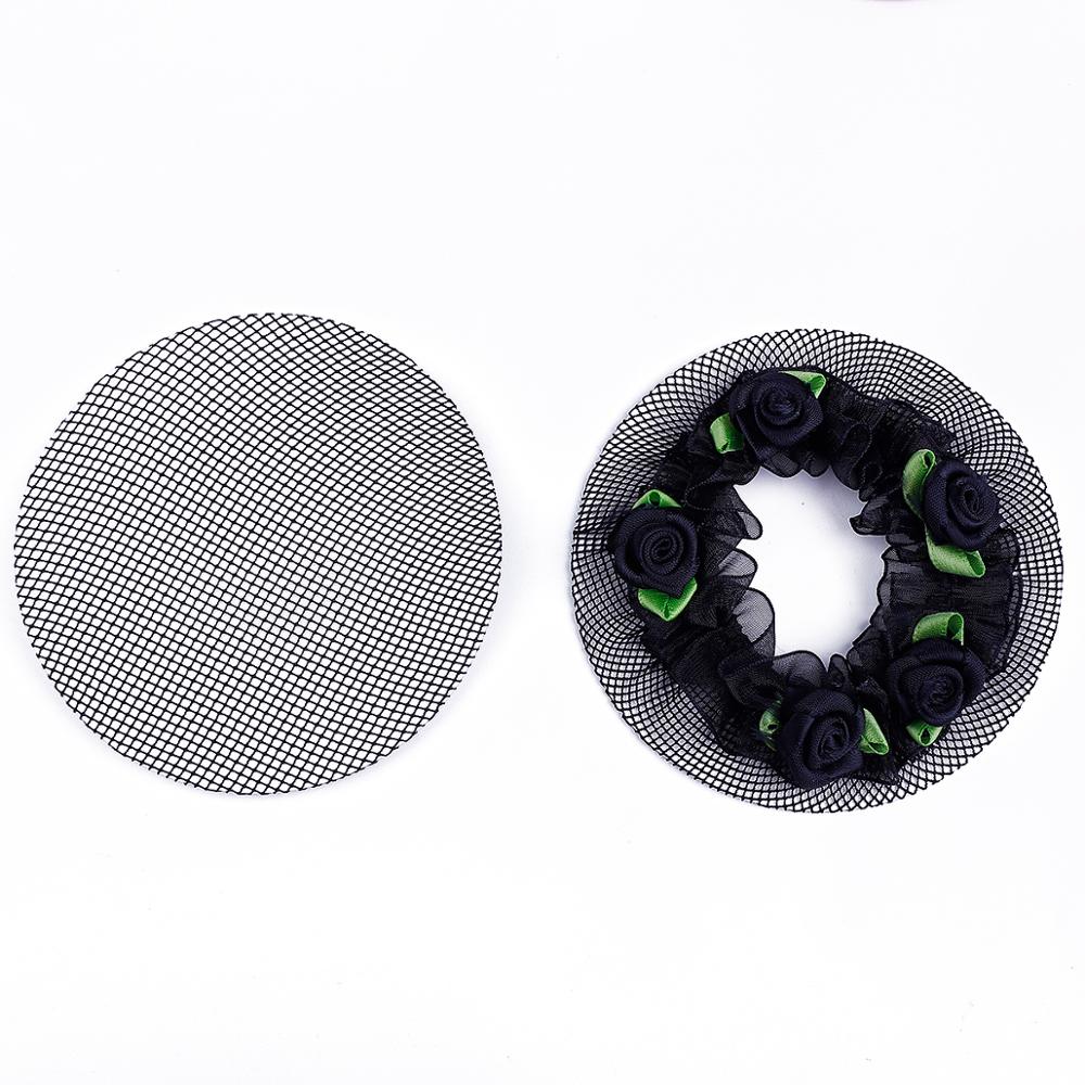 8.5cm Cute Flower Girls 2-5Pcs Bun Hair Nets Adjustable Kids 5 Colors Ballet Dance Examination Elastic Hair-net Styling Braider