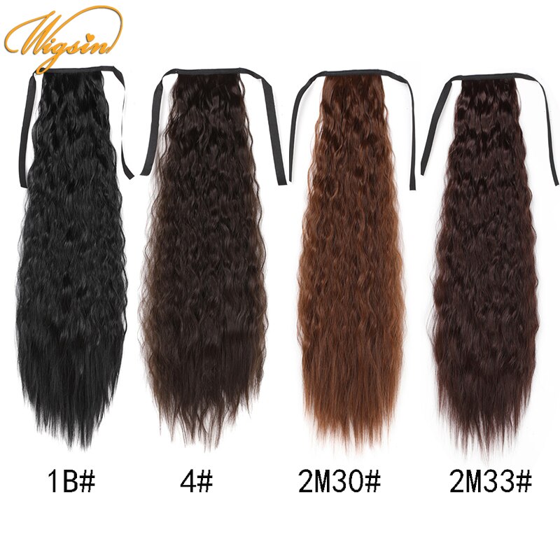 WIGSIN 22Inch/32Inch Syntheic Afro Kinky Curly Drawstring Ponytail Hair Extensions Natural Black Brown Hairpiece for Women