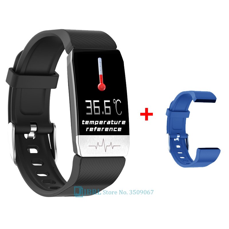 Temperatura Intelligente Banda 2020 Delle Donne Degli Uomini Braccialetto Intelligente Inseguitore di Fitness ECG Monitor di Frequenza Cardiaca di Smartband Per Android IOS Orologio Da Polso: black add strap1