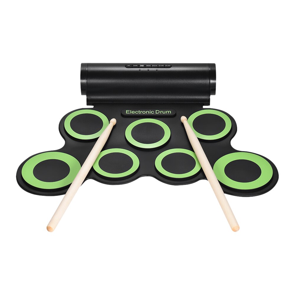 Digital Stereo Roll up Drum Electronic Drum Set 7 Silicon Pads USB Powered Built-in Speaker with Drumsticks Foot Pedals