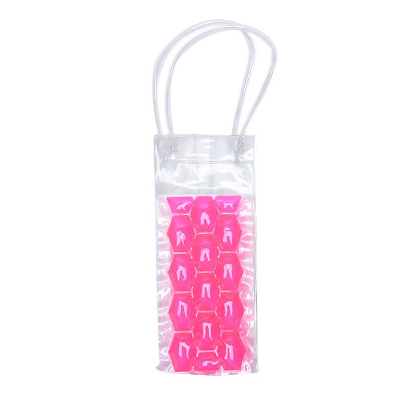 Bouteille de vin congélateur sac refroidissement refroidisseur sac de glace bière refroidissement Gel support transporteur Portable liqueur glace-froid outils: Dark Pink