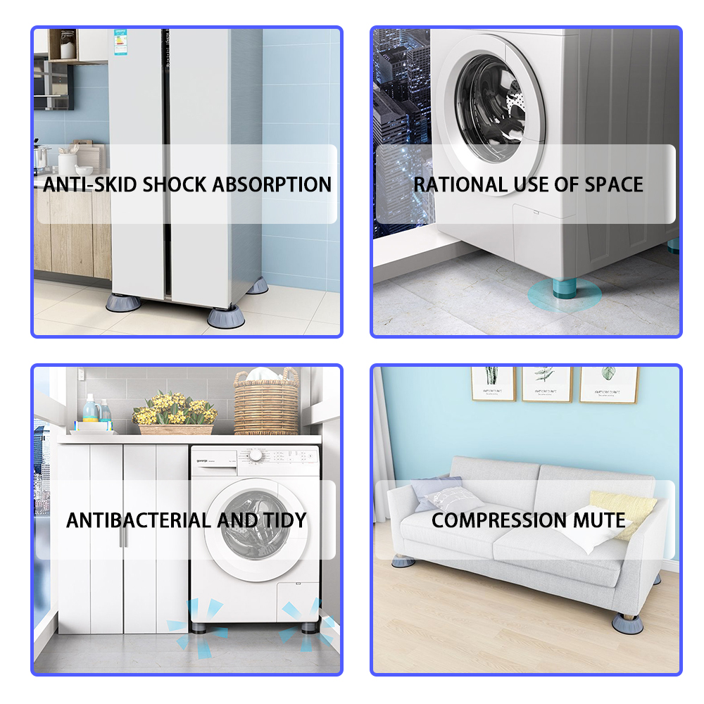 Coussinets de pieds Anti-Vibration, pieds en caoutchouc, tapis antidérapant silencieux pour Machine à laver, Support amortisseurs, accessoires de Support