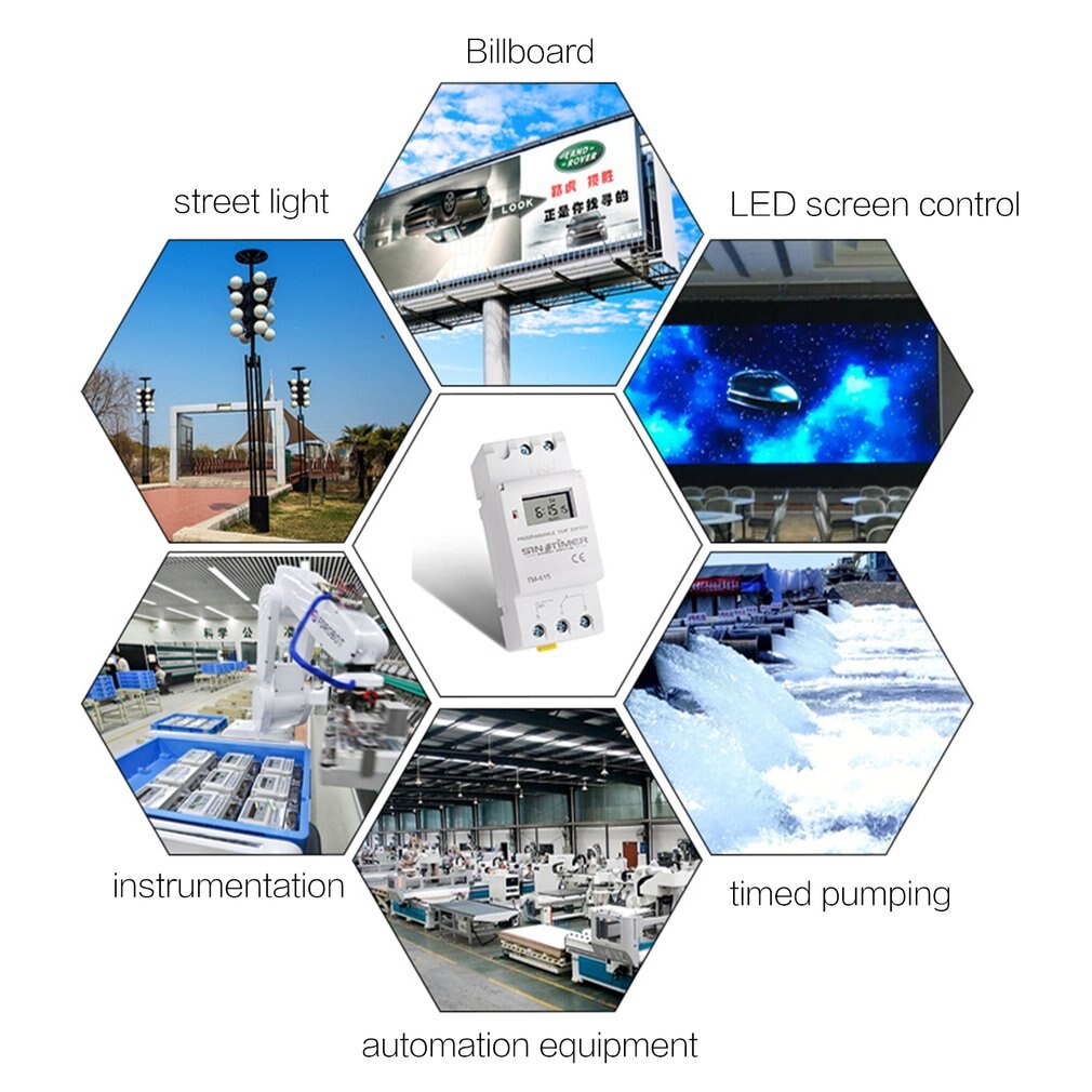 SINOTIMER AC 12~220V Weekly 7 Days Programmable Digital Time Switch Relay Timer Control Din Rail Mount for Electric Appliance