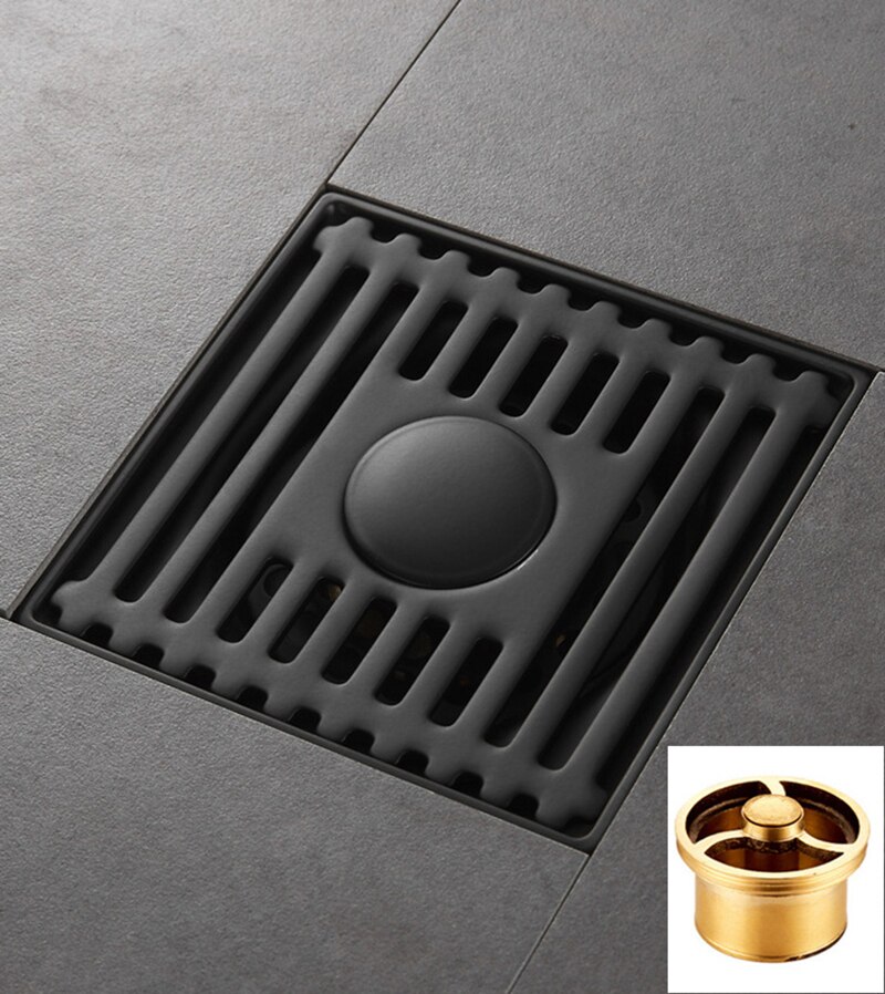 Desagüe de suelo de fila directa de gran desplazamiento, de acero inoxidable, antibloqueo y antiolor, para baño, balcón: brass B