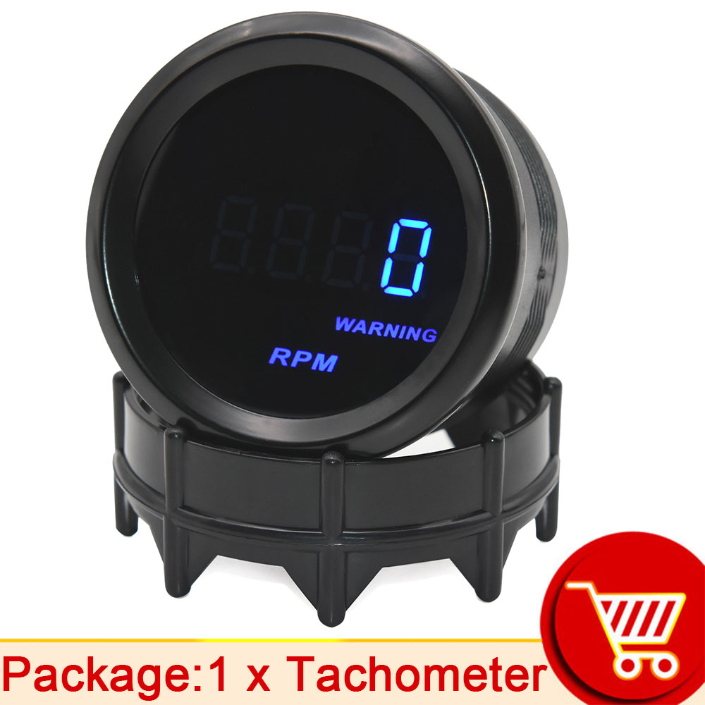 Auto Digital Manometer 52mm Turbo Schub PSI Bar Öl Druck Öl Wasser Temp Messgerät Voltmeter Tachometer RPM Meter Mit warnung Licht: Tachometer