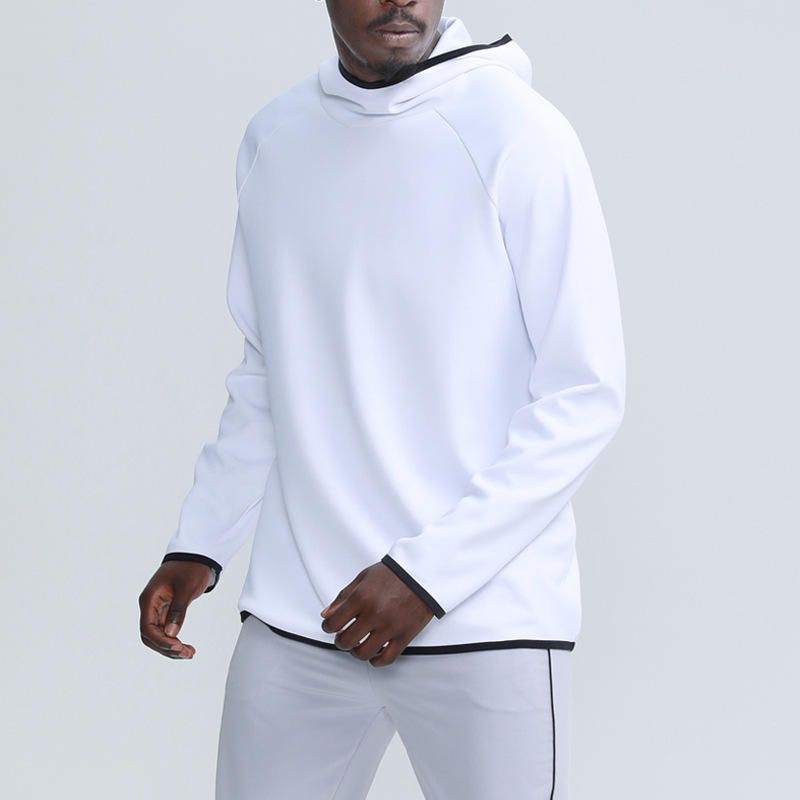 Sudadera con capucha de manga larga para hombre, ropa deportiva de color puro con cuello levantado, hipster, entrenamiento, fitness, otoño e invierno, nueva: XXL / Blanco