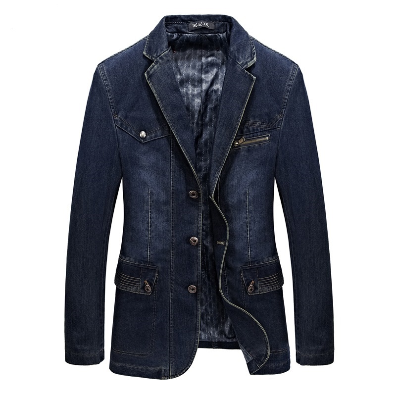 L-3XL Denim jacket men blazer Cotton Suits for men Cowboy blazer jeans jacket men jaqueta Brand-clothing Casual Jacket Suit