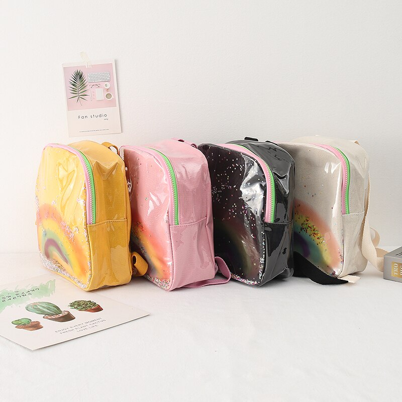 Sac à dos arc-en-ciel pour filles, joli sac à bandoulière d'école avec paillettes brillantes, sac de jour pour enfants