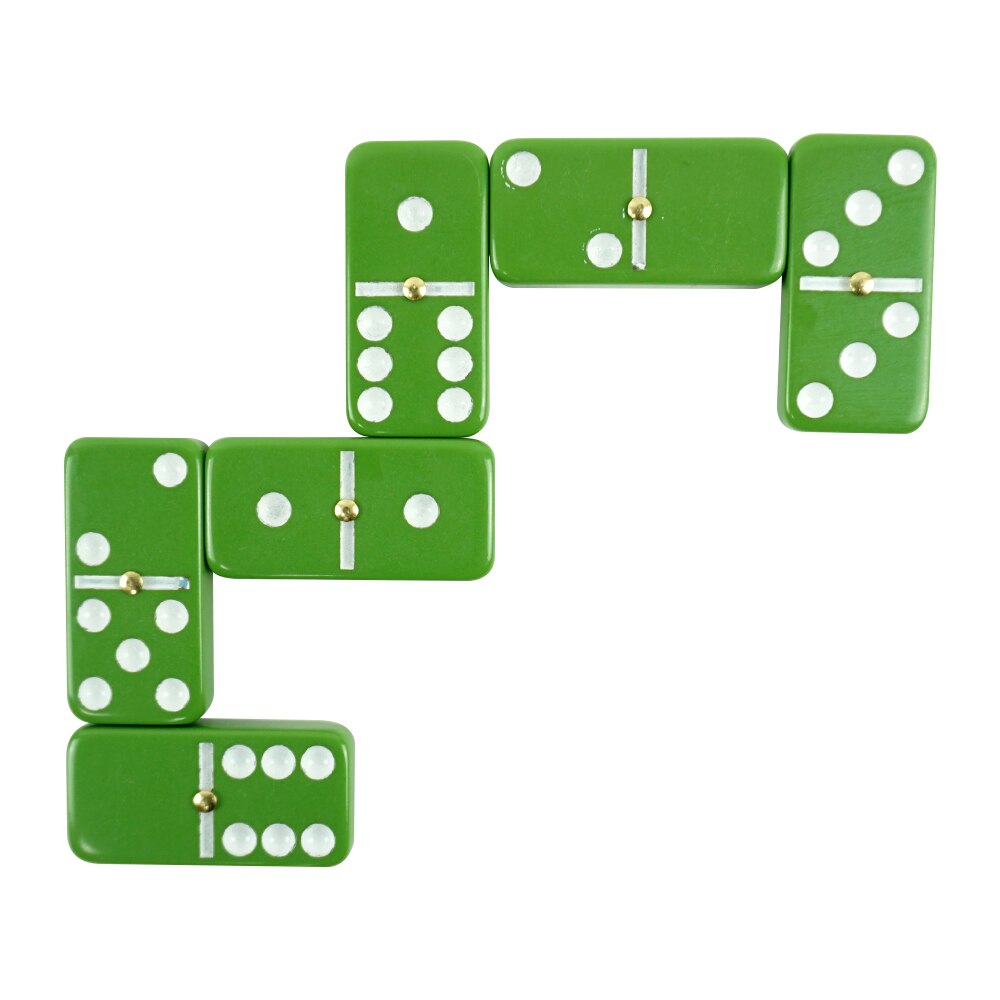 Factory directly supply of melamine dominos 50*25*10mm green with white dot plastic dominoes with clear domino