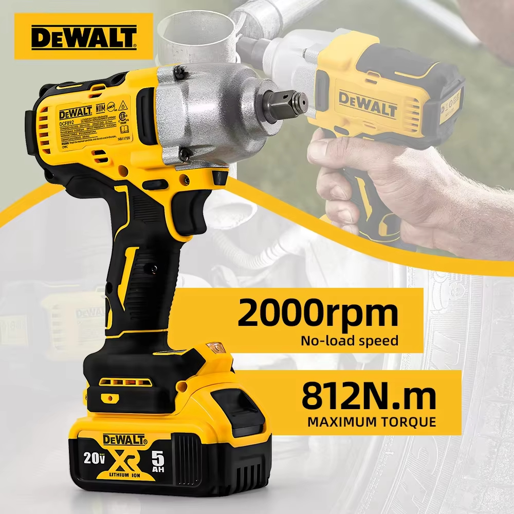 DEWALT DCF892 Elektrischer Schlagschrauber, kabellos, bürstenlos, 1/2 Zoll, kompakte Drei-Gang-Einstellung, pneumatische Kanone, Reifenentfernung