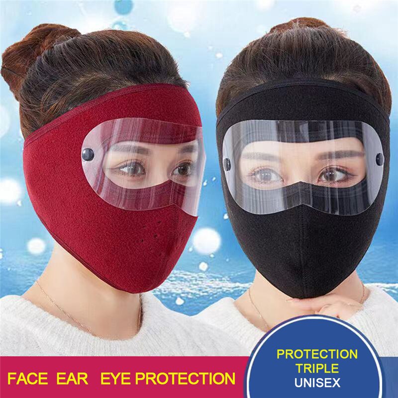 Winter Warm Mask Heating Thickened Fleece Mask Earmuffs For Women Men Outdoor Windproof Dustproof Face Ear Protection Full Masks