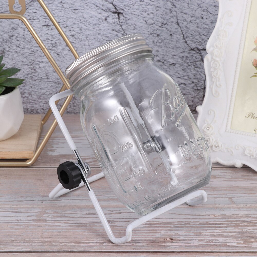 Bocaux en verre 3 pièces à large bouche Mason pots Kit de pot de germination de graines pour la maison potager (450ml avec couvercle et support)
