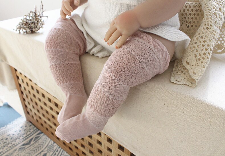 Newborn Infant Kid Baby Girls Boys Breathable Mesh Pantyhose Knee Long Tights Soft Knee High Stocking Candy Color Cute 1 Pairs