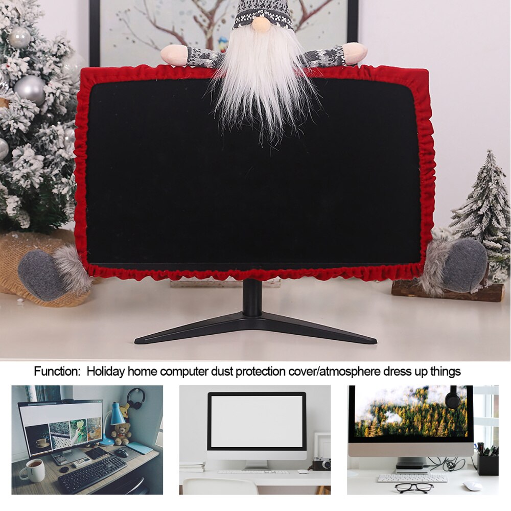 1Pc écran moniteur d'ordinateur de bureau couverture décorations de noël décor de Festival